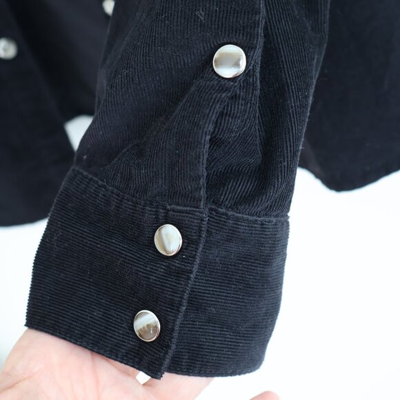 Black Corduroy Ladies Shirt - Size L - Snaps - Picture 9 of 12